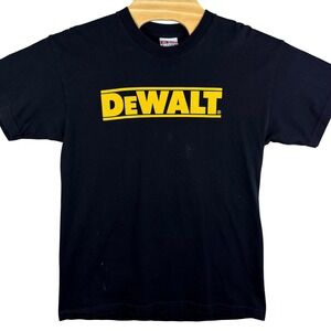 VINTAGE 90s DEWALT Graphic Shirt Black Men's Large Made in USA Workwear
